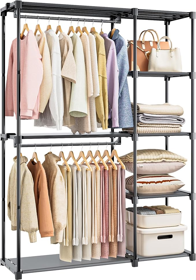 Neatrays Portable Closet, Freestanding Wardrobe Closet Organizers and Storage,Open Clothing Racks for Hanging Clothes with 4 