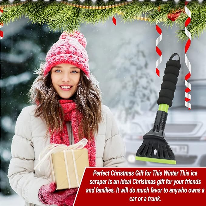 Oversized Ice Scrapers for Car Windshield, Snow Brush Scrapers Car Window Frost Removal with Foam Handle, 4.7Inch Large Soft Blade for SUVs Trucks-Scratch（1pc）