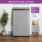 HOLDN’ STORAGE Portable Wardrobe Closet - 50 lb Capacity, Internal Heavy Duty Metal Rod, Zipper & Clear Window, Durable Cloth