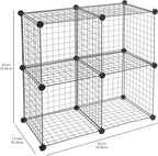 Amazon Basics 4 Cube Wire Grid Storage Organizer, Closet Organizer and Shelves, Stackable, Space-Saving, Easy to Assemble, 14