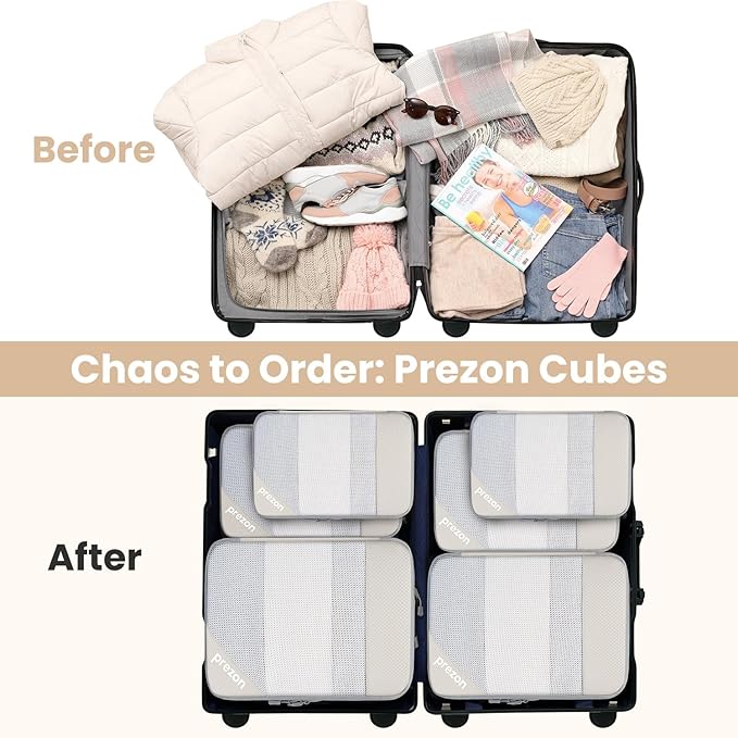 Compression Packing Cubes for Travel, Lightweight Vacation Travel Essentials, Travel Accessories for Suitcase Organizer Bags 
