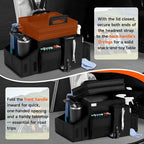 LUVHOMEE Car Organizers and Storage for Backseat & Front Seat - Collapsible Car Caddy w/Headrest Strap, Leakproof Cooler, Lid & Cup Holders | Fits Passenger Seat, Easy-Access Travel Snacks & Drinks