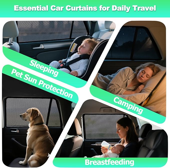 2011-2023 4Runner Window Shades -Car Window Shade for Baby and Driver, Breathable Mesh Car Privacy Curtains for Side Windows, UV Protection and Heat Insulation for Road Trips, Napping