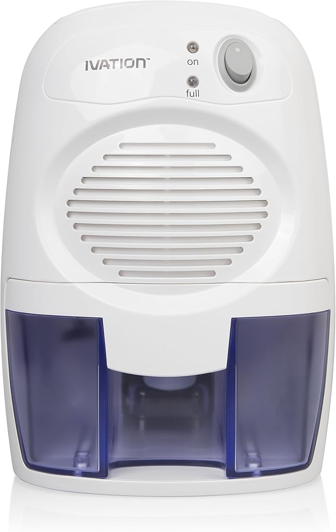 Ivation IVADM10 Powerful Small-Size Thermo-Electric Dehumidifier - for Smaller Room, Cupboard, Basement, Attic, Stored Boat,