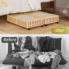Bamboo Under Bed Storage with Wheels,Rolling Underbed Shoe Organizer Box for Shoes,Blankets,Toys,Clothes Container Space-Savi