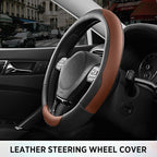 Road Comforts Steering Wheel Cover, Breathable Anti-Slip Leather Steering Wheel Cover, Universal Fit 14.5–15 Inch, Comfortabl