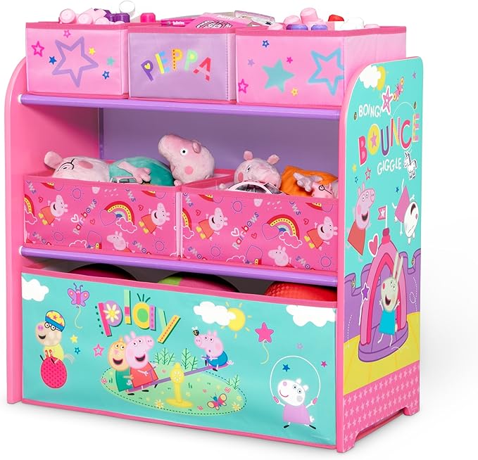 Delta Children - Peppa Pig Design & Store 6 Bin Toy Storage Organizer - Greenguard Gold Certified, Pink