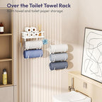 SWTYMIKI Over the Door Towel Rack - 6 Tier Towel Racks for Bathroom Wall Mounted, Towel Holder with Shelf, Hanging Rolled Tow