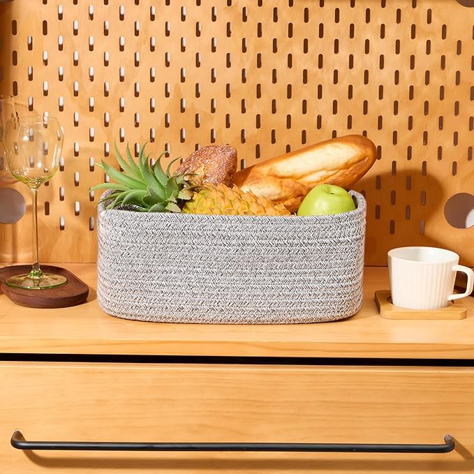 MiniArk Small Storage Baskets for Organizing | Closet Organizer Bins | Shelf Toy Basket | Woven Rope Baskets | Cube Decorativ