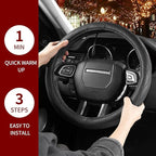 Heated Steering Wheel Cover - WARMITORY Luxury Steering Wheel Heater, 12V Quick Hand Warmer, 14.5-15 inches Outer Diameter for Standard-Size Car Steering Wheels(Leatheret PU)(Black)