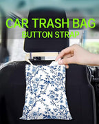 Car Trash Can, Durable Hanging Car Trash Garbage Bag, Cute Automotive Garbage Cans Organizer, Cute Blue Floral