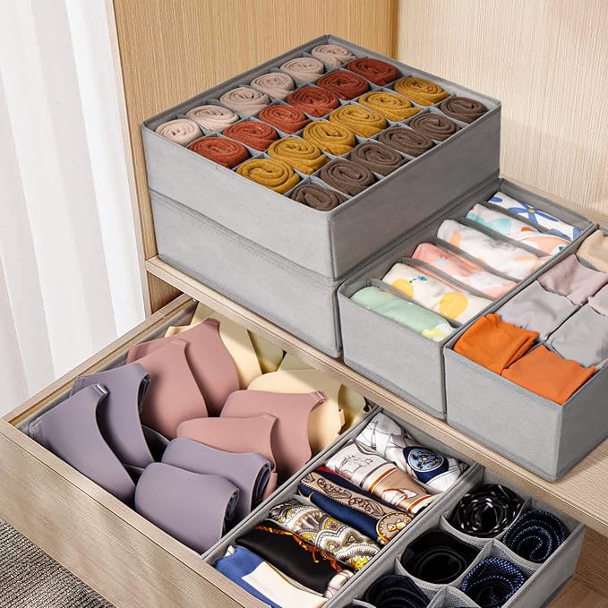Closet Organizers and Storage Bins Set for Clothes, Toys, Beddings - 18 Pack Drawer Organizers for Clothing+ 8 Pack 11 inch C