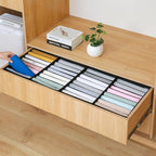 Qozary 4 Pack Drawer Organizers for Clothing, 8 Grids Foldable Closet Organizers and Storage Bins for Bedroom, Dresser Organi