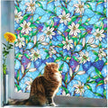 Coavas Decorative Window Privacy Film, Heat Control Sun Blocking Stained Glass Window Film, Floral Design Static Cling, Non Adhesive Windows Tint for Bathroom Front Door(Vinyl, 47.2" x 157.4 ")