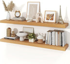 Floating Shelves for Wall, 9.3" Deep Wall Mounted Wood Shelves for Bathroom, Bedroom, Living Room, Kitchen, Hanging Shelf for