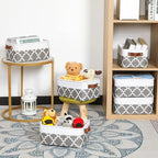 HNZIGE Small Baskets Fabric Storage Baskets(6 Pack) Storage Bins with Leather Handles Empty Gift Basket Decorative Storage Ba