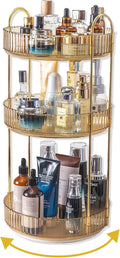 Asayuee 360 Rotating Makeup Organizer for Vanity,3 Tier Large Capacity Vanity Storage,Skincare Perfume Spinning Organizer,Bat