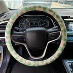 Vintage Groovy Flowers Car Leather Steering Wheel Cover - 15-inch Universal Microfiber- Soft & Breathable & Silicone Anti Sli