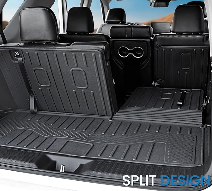 Cargo Mat for Honda Pilot 2026 2025 2024 2023, All Weather TPE Trunk Mat with Backrest Mat Left Storage Tray Mat Car Accessories for Pilot (Cargo Mat with Backrest Mats)
