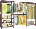 Ulif E1 Heavy Duty Closet Garment Rack, 6 Tiers Adjustable Metal Freestanding Expandable Clothing Storage with 4 Hanger Rods,