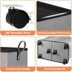 SpaceTrove Laundry Basket with Wheels, Collapsible Laundry Baskets, Laundry Hamper with Handles Detachable Wheels, Rolling La