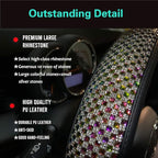 PINCTROT Bling Bling Comfy Steering Wheel Cover with Jumbo Crystal Rhinestones, Anti-Slip Diamond Leather, Universal 15 Inch (Colorful)