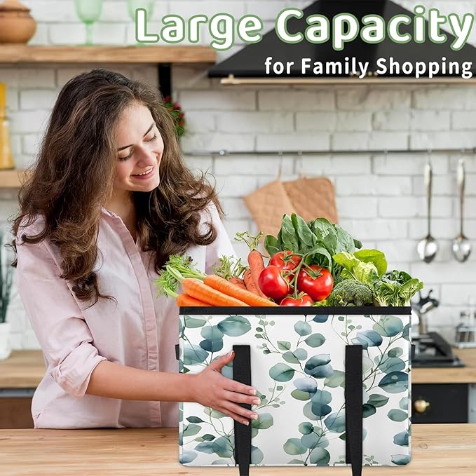 Reusable Grocery Bag, Foldable Large Shopping Tote Bag for Groceries Kitchen Picnic Car Trunk