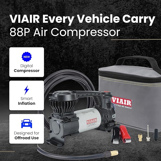 VIAIR Digital EVC88P - Portable Air Compressor Tire Inflator for Car, Truck, SUV & RV | Preset Automatic Shut Off Feature | 12V Heavy Duty On/Off Road Tire Pump Air Compressor 120 PSI