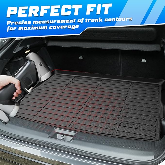 Sunsdrew Trunk Cargo Liner for 2023-2026 Nissan Ariya Accessoreis, Rear Trunk Mat Cargo Mat All Weather Protection TPE Rubber Raised Edge