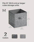 SONGMICS Storage Cubes, 11.8 x 11.8 x 11.8 Inches Non-Woven Fabric Bins with Double Handles, Set of 8, Closet Organizers for 