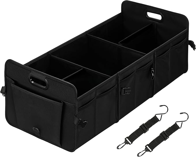 Simple Deluxe Car Trunk Organizer, Multi Compartments Collapsible Trunk Storage, Anti-slip, Waterproof 600D Oxford Polyester,