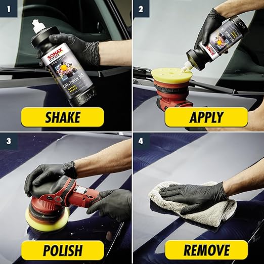 SONAX Cut & Finish 225141 | High Performing Polish/Compound | Rated 5 Cut & 5 Gloss | Removes Paint Defects, P1500 Sanding Marks & Water Spots | Long Work Time & Easy Wipe-Off | Silicone-Free | 250ml