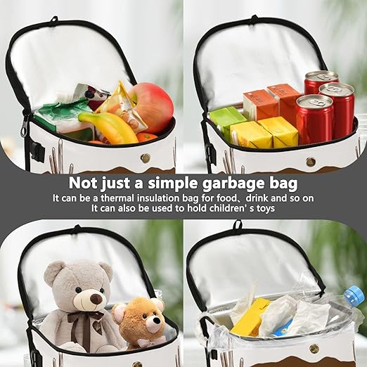 Cowboy Car Trash Can with Lid Leak Proof Car Trash Bag Waterproof Car Garbage Can, Polyester Trash Bin Hanging for Minivan SUV Truck