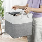 13x13 Storage Cube Bins 4Pack,Collapsible Cube Storage Organizer for Closet, Fabric Storage Box w/ Rope Handles, Foldable Sto