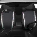 CAR PASS Leather Bling Diamond Car Seat Covers 2 Front Interior Sets, Waterproof Universal Shining Glitter Crystal Sparkle Fit for 95% Auto Truck SUV Cute Women Girl, Black Multicolor Rhinestone
