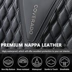 Coverado Front Seat Covers, Waterproof Seat Covers, 2 Pack Nappa Leather Car Seat Covers, Black Seat Covers for Cars, Automot