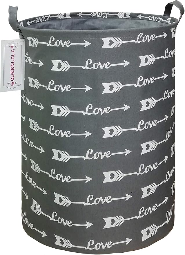 QUEENLALA Large Storage Basket,Laundry Hamper/Bathroom/Home Decor/Collapsible Round Storage Bin,Boys and Girls Hamper/Boxes/C