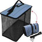 Dovesun Floating Fishing Basket, Collapsible Fish Basket Portable Fishing Net Quick-Drying Rubber Coated Fishing Bait Storage