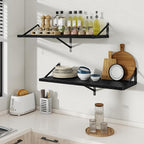 Floating Shelves, 12 Inch Deep Rustic Wood Wall Storage, 16W x 12D Wall Shelves Set of 2, Heavy Duty Metal Brackets, Large In