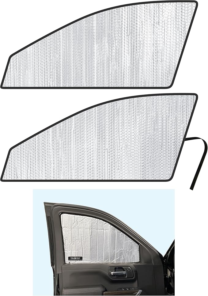 Side Window Front Seat Reflective Sunshade Custom Fit for 2020 2021 2022 2023 2024 2025 2026 Chevrolet Silverado 2500 3500 (Not for 1500 Models), Double Cab Crew Cab 4Dr 4Door (Set of 2)
