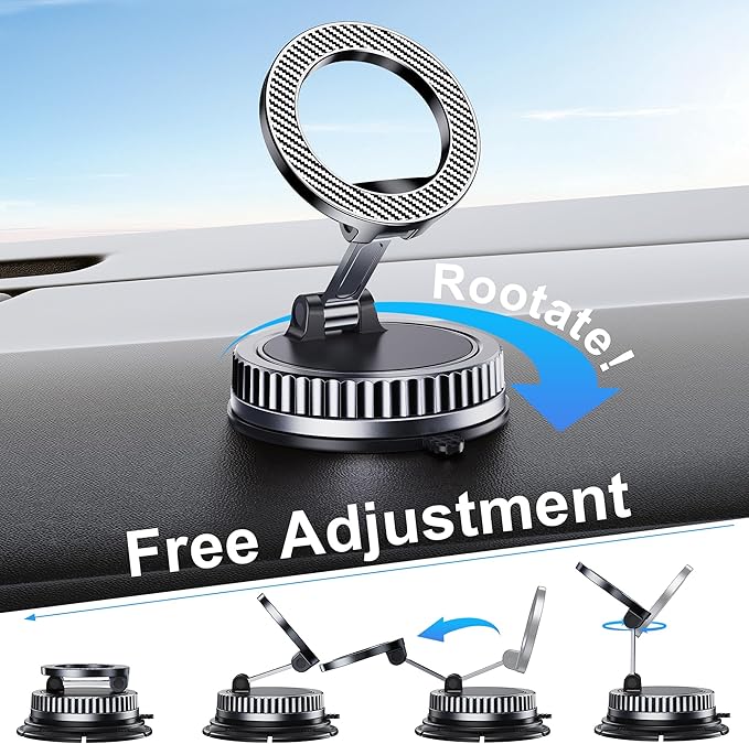 Car Phone Holder for Magsafe [2026 89+LBS Suction & 3700gf Magnetic] 360° Adjustable Cell Phone Mount, Phone Holders for Your Car Accessories Kit for iPhone 17-12 Series