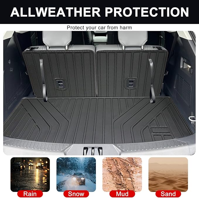 Cargo Liner for 2025 Ford Expedition Max & Lincoln Navigator L - All - Weather Back Seat Cover and Trunk Cargo Mat, Expedition Accessories (Backrest + Trunk Mat, Max/L Only)