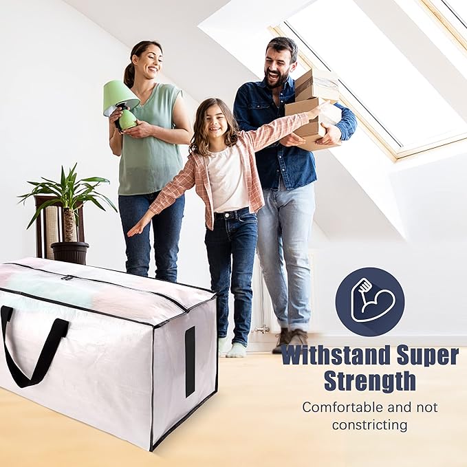 HOMESURE 8 Pack Large Strong Moving Bags with Zippers & Carrying Handles - Water-Resistant - Heavy Duty Storage Tote for Spac