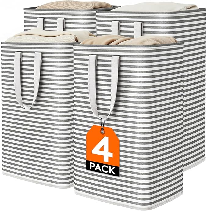 Lifewit 4 Pack Laundry Basket 80L Each, Collapsible Clothes Hamper with Reinforced Handles, Freestanding Waterproof Design fo