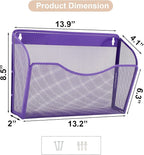 EASEPRES 3 Single Pocket Mesh Hanging File Organizer, Vertical Wall Mounted Magazine File Holder, Mount Basket Mail Paper Doc
