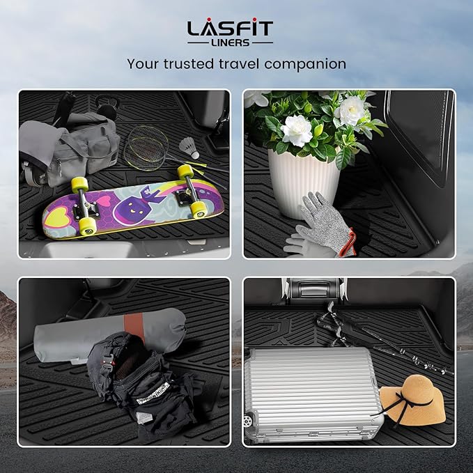 LASFIT Trunk & Backrest Mat for Ford Explorer 2011-2019, Custom Fit All Weather Protector TPE One-Piece Design Easy Installation Trunk with Seatback Mat, 1pc Black