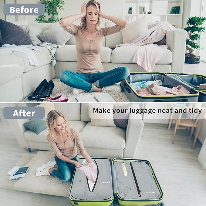 Vacuum Bag for Travel, Professional IPX8 Waterproof Reusable Vacuum Compression Bags for Travel Suitcases, Durable Space Save