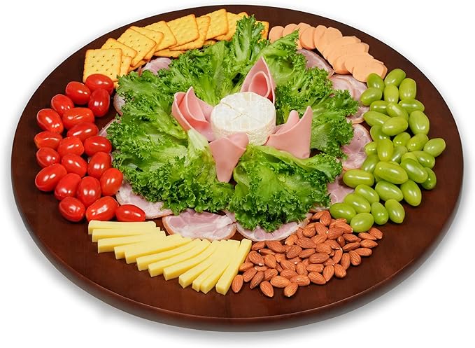 CONMEOCON- 24" Wooden Large Lazy Susan for Table Top with Premium Rubber Wood Sturdy and Good Craftsmanship, Large Charcuteri
