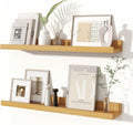 Fun Memories Picture Ledge Shelves Set of 2, 24 Inch Rustic Wall Mounted Floating Shelves with Lip for Home Storage and Décor