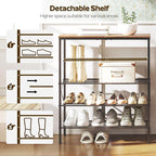 YATINEY 5-Tier Shoe Rack, Shoe Storage for Entryway and Closet, Free Standing Shoe Organizer with Metal Mesh Shelves, 16-20 P